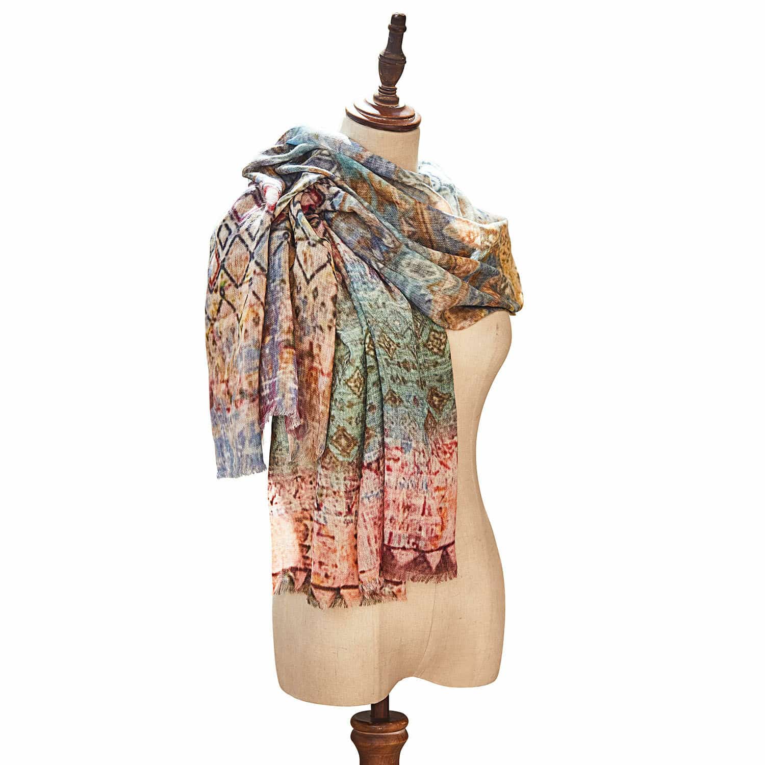 Schal Léa Bunter Schal aus weichem Material mit geometrischem Muster, modisches Accessoire für kühle Tage.