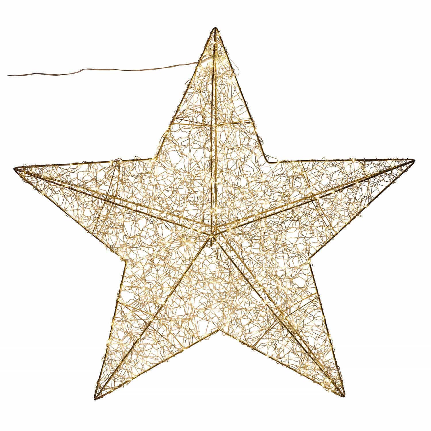 LED-Stern Vivetelle Dekorativer Stern aus goldenem Draht mit Lichterkette, ideal für festliche Weihnachtsbeleuchtung
