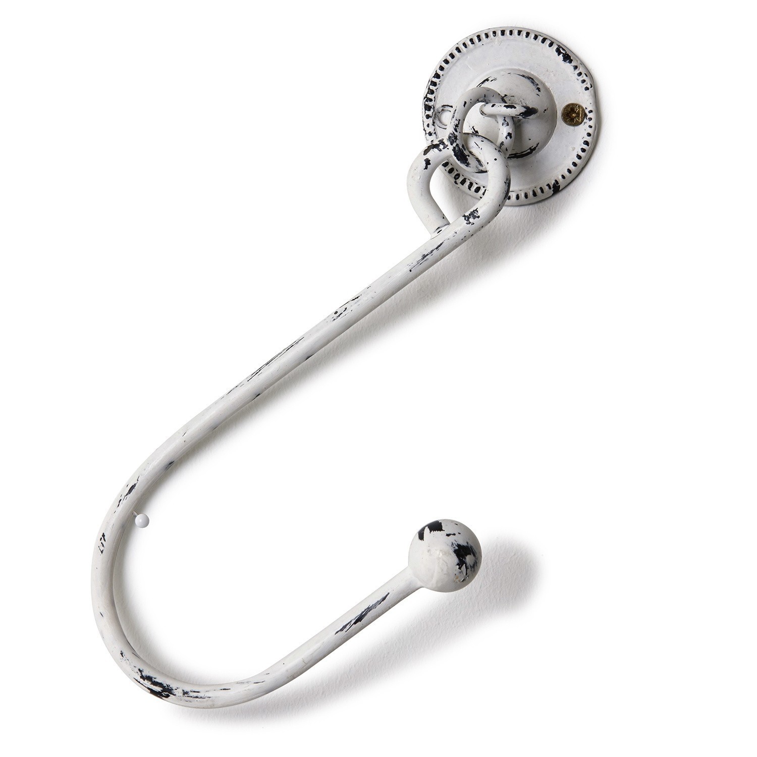 Gardinenhalter 2er Set Lille Weisser Metallwandhaken mit antik schwarzem Lack zum Aufhängen von Kleidung und Accessoires