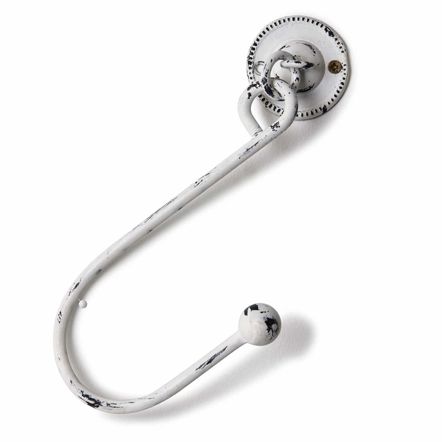 Gardinenhalter 2er Set Lille Weisser Metallwandhaken mit antik schwarzem Lack zum Aufhängen von Kleidung und Accessoires