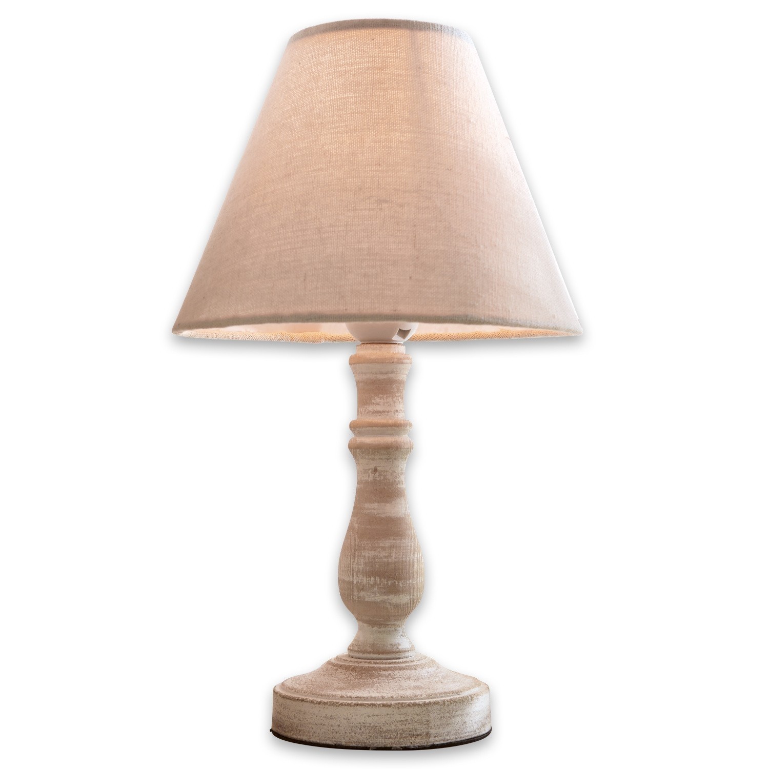 Tischlampe Kayenta Beige Tischlampe mit Stoffschirm und Holzfuss im Vintage-Stil für Wohnräume