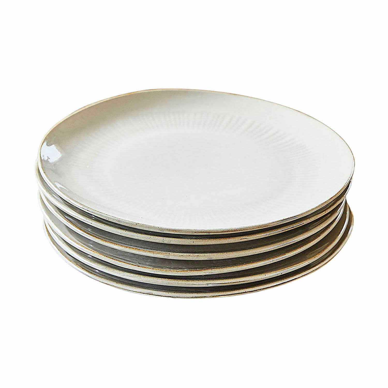 beige Set mit 6 beigen Desserttellern aus Keramik, elegantes Design für den täglichen Gebrauch