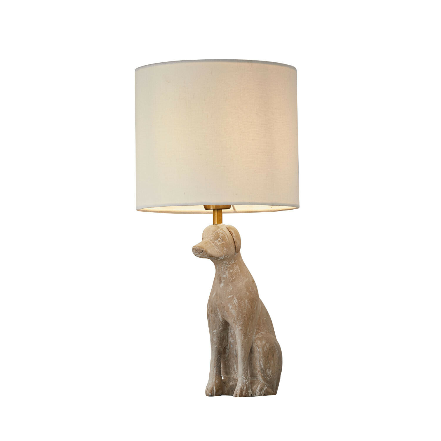 Tischlampe Calvix Tischlampe mit beiger Hundfigur als Sockel und cremefarbenem Lampenschirm, Wohnaccessoire