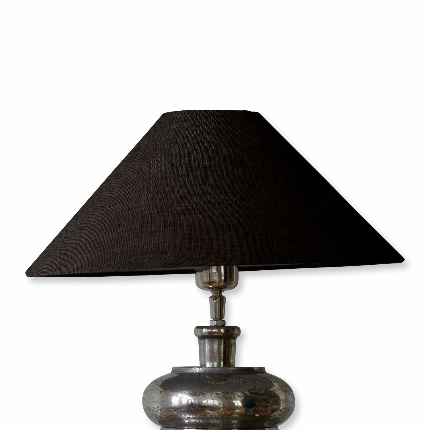 schwarz Schwarzer Lampenschirm Emmera aus Stoff mit Metallfuss für Tischlampe