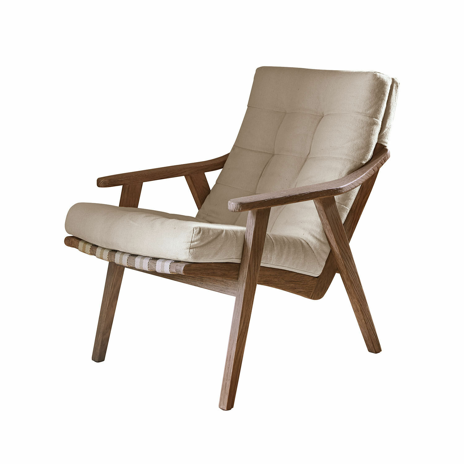 Sessel Rothwick Bequemer Sessel mit Holzrahmen und beigem Polsterkissen für Wohnzimmer