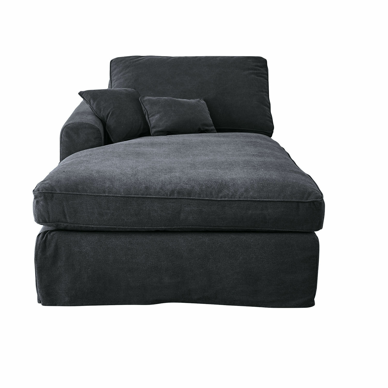 dunkelgrau Dunkelgraue Chaiselongue Seaford aus Stoff, bequeme und stilvolle Sofalösung für das Wohnzimmer