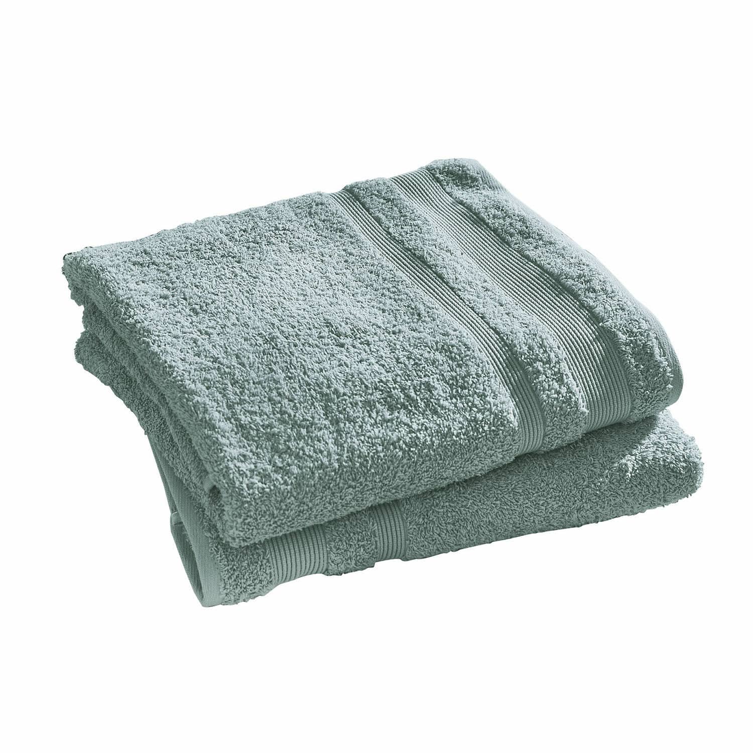 Badetuch 2er Set Bourogne Weiches hellgraues Baumwollhandtuch mit dekorativen Streifen, ideal für das Badezimmer.