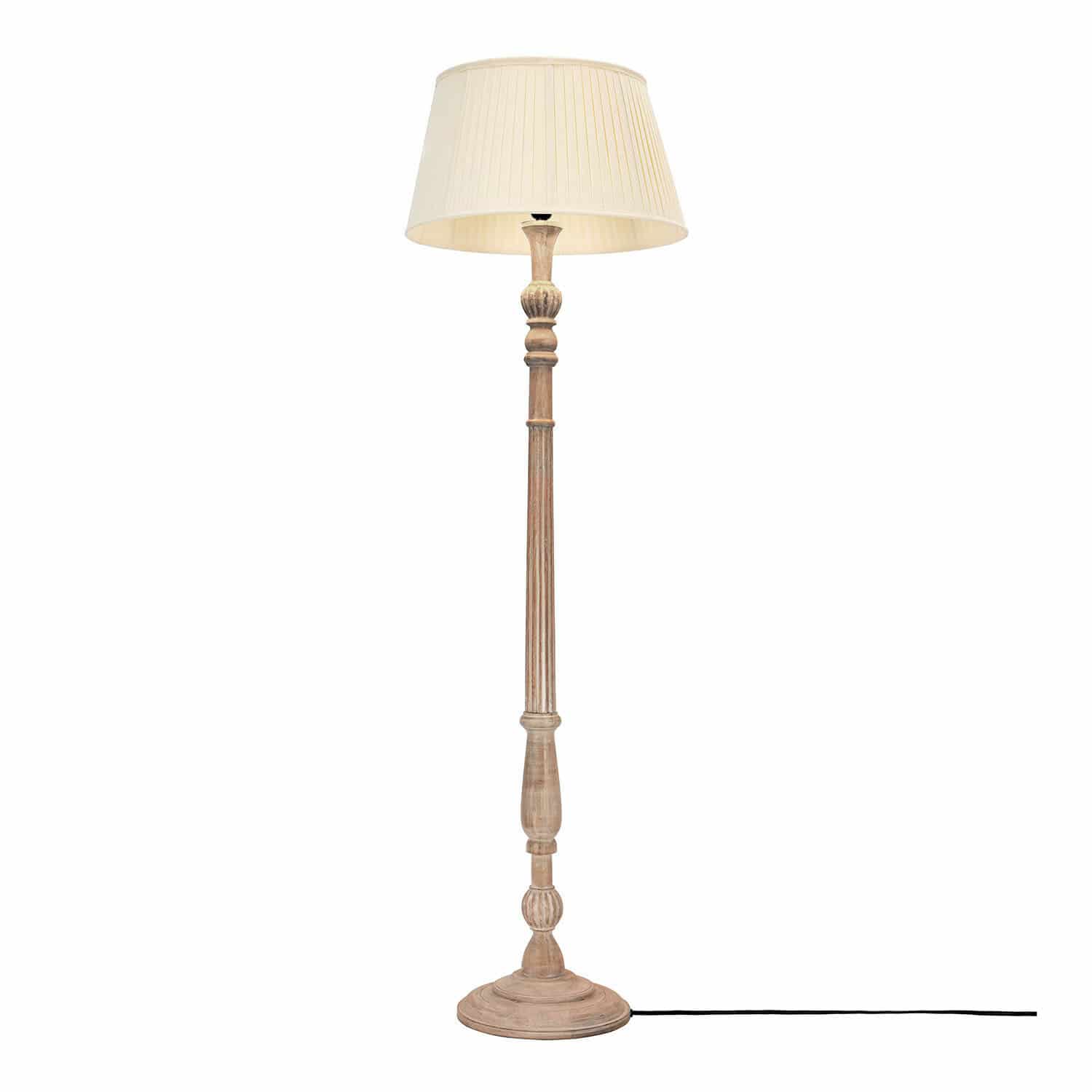 Stehlampe Morten Stehlampe aus Holz mit cremefarbenem Lampenschirm, klassisches Design für das Wohnzimmer