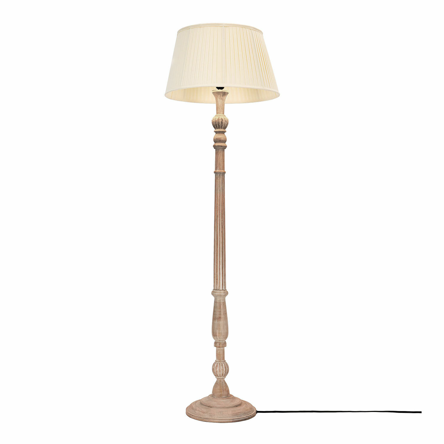 Stehlampe Morten Stehlampe aus Holz mit cremefarbenem Lampenschirm, klassisches Design für das Wohnzimmer