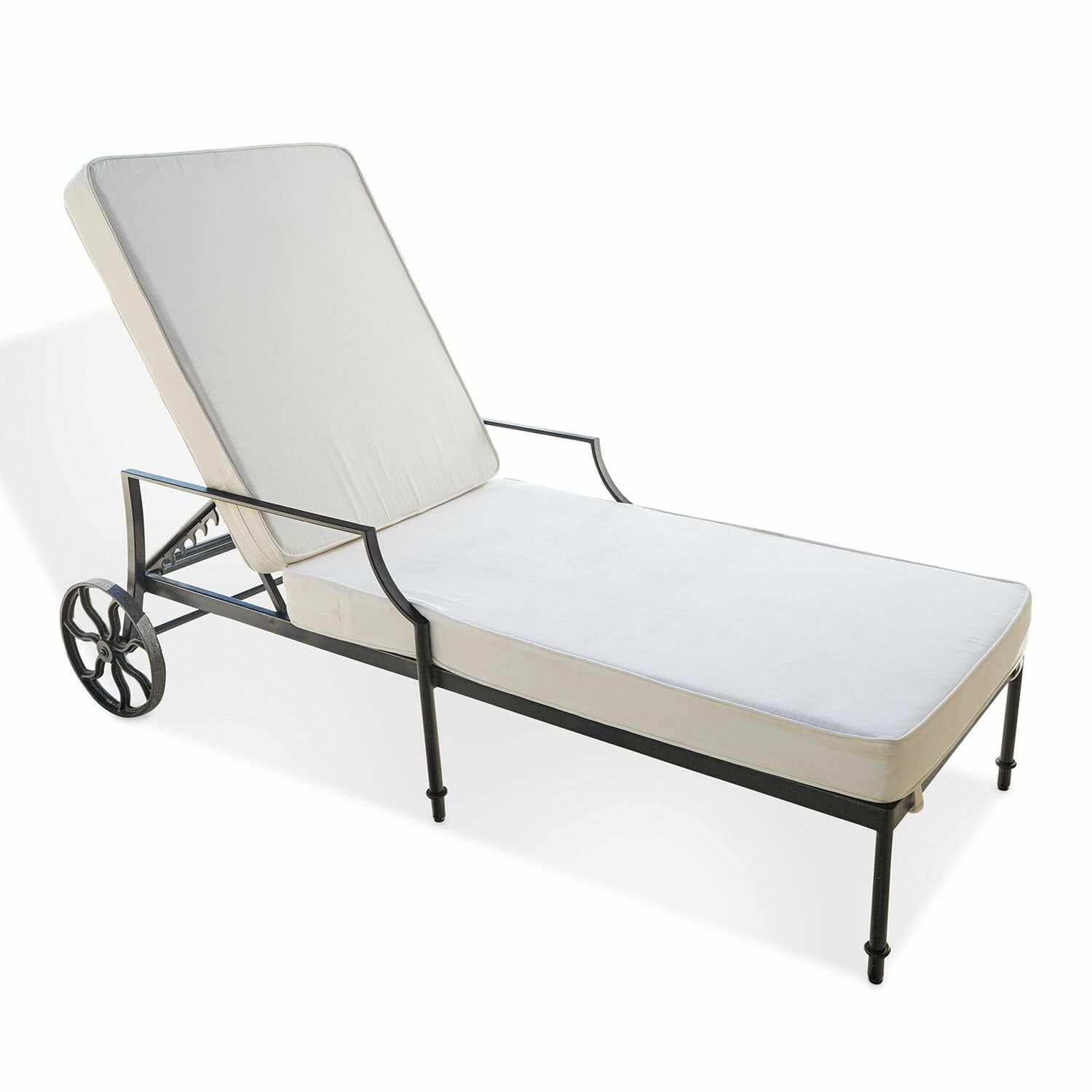 Lounger Vienne Gartenliege mit Metallgestell und weisser Polsterung, ideal zum Entspannen im Freien