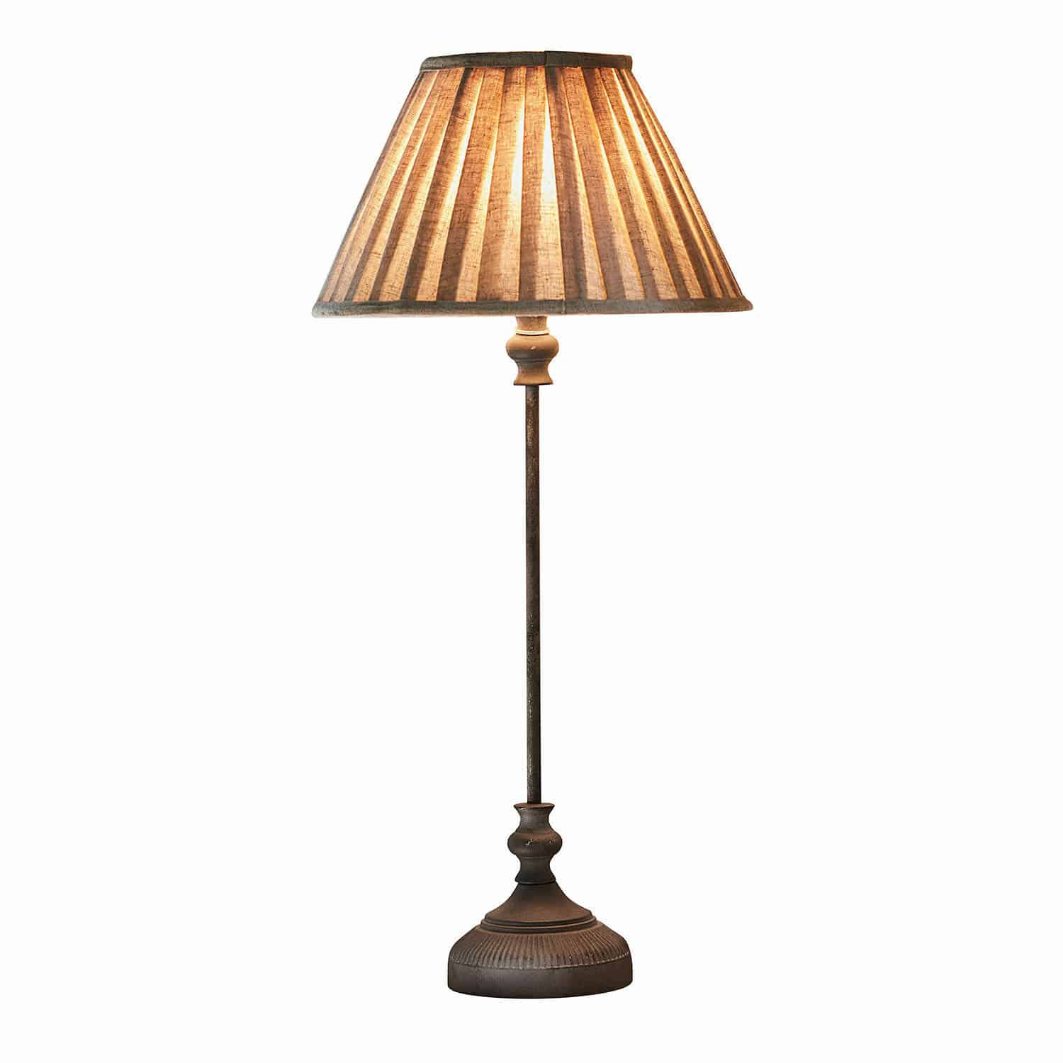 Tischlampe Ponsardin Tischlampe mit Metallfuss und beigem Stoffschirm, dekorative Wohnraumbeleuchtung