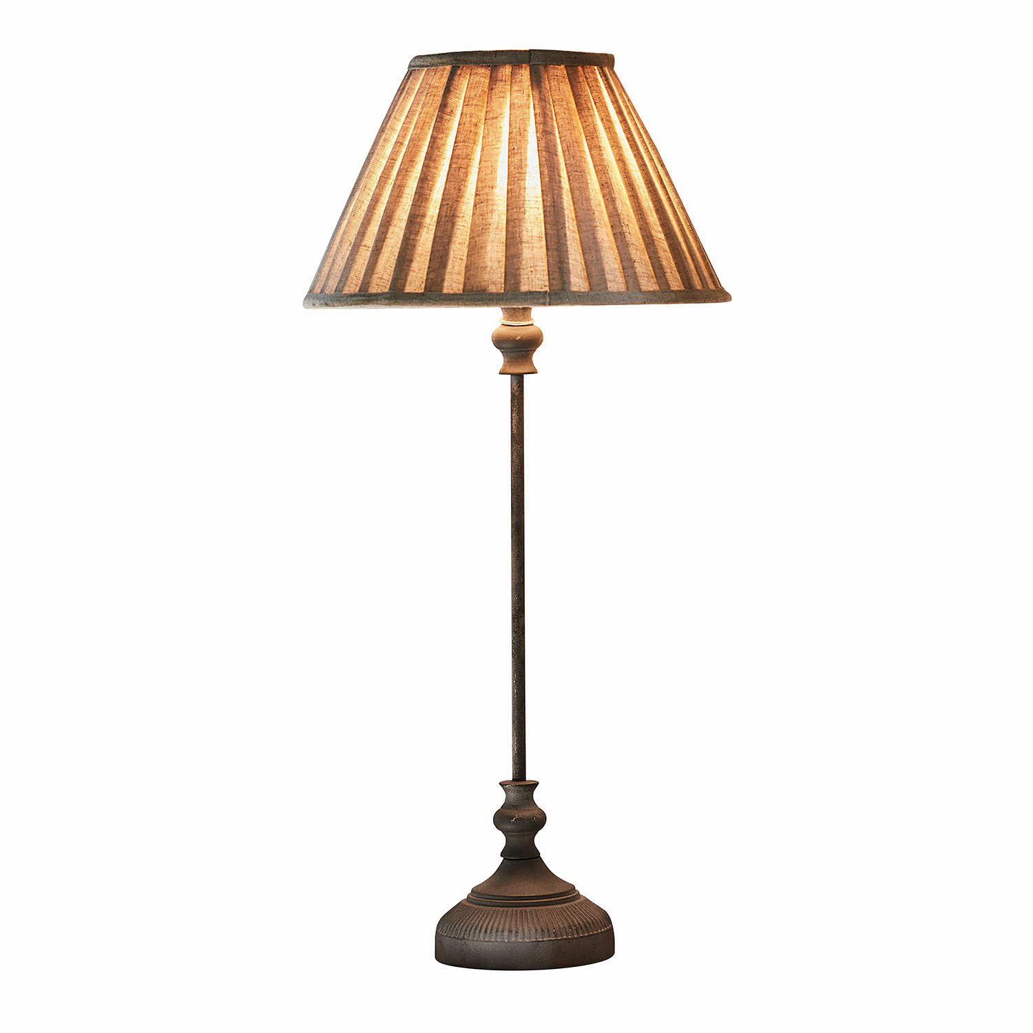 Tischlampe Ponsardin Tischlampe mit Metallfuss und beigem Stoffschirm, dekorative Wohnraumbeleuchtung