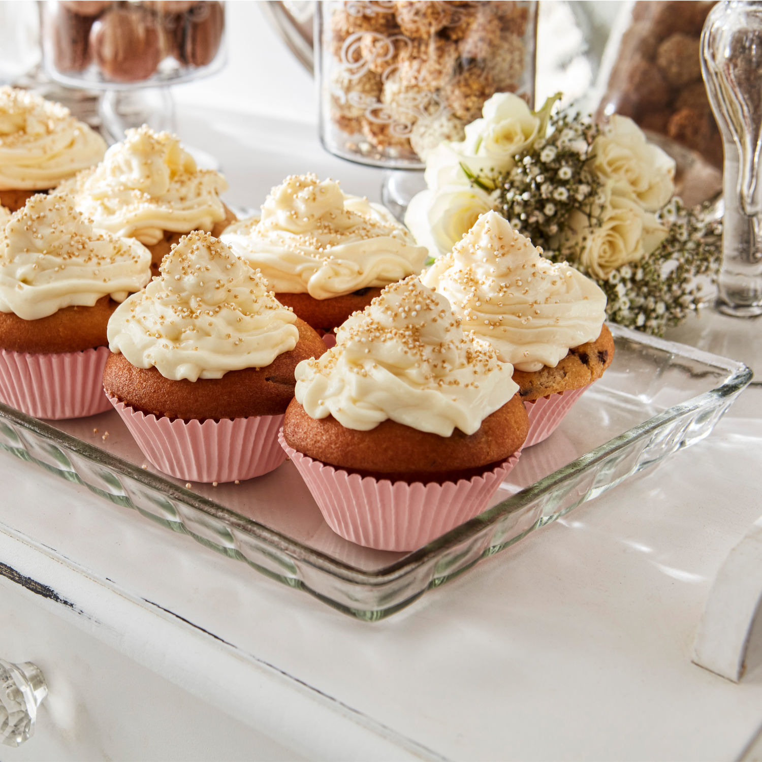 Glasglocke mit Platte Nelia
