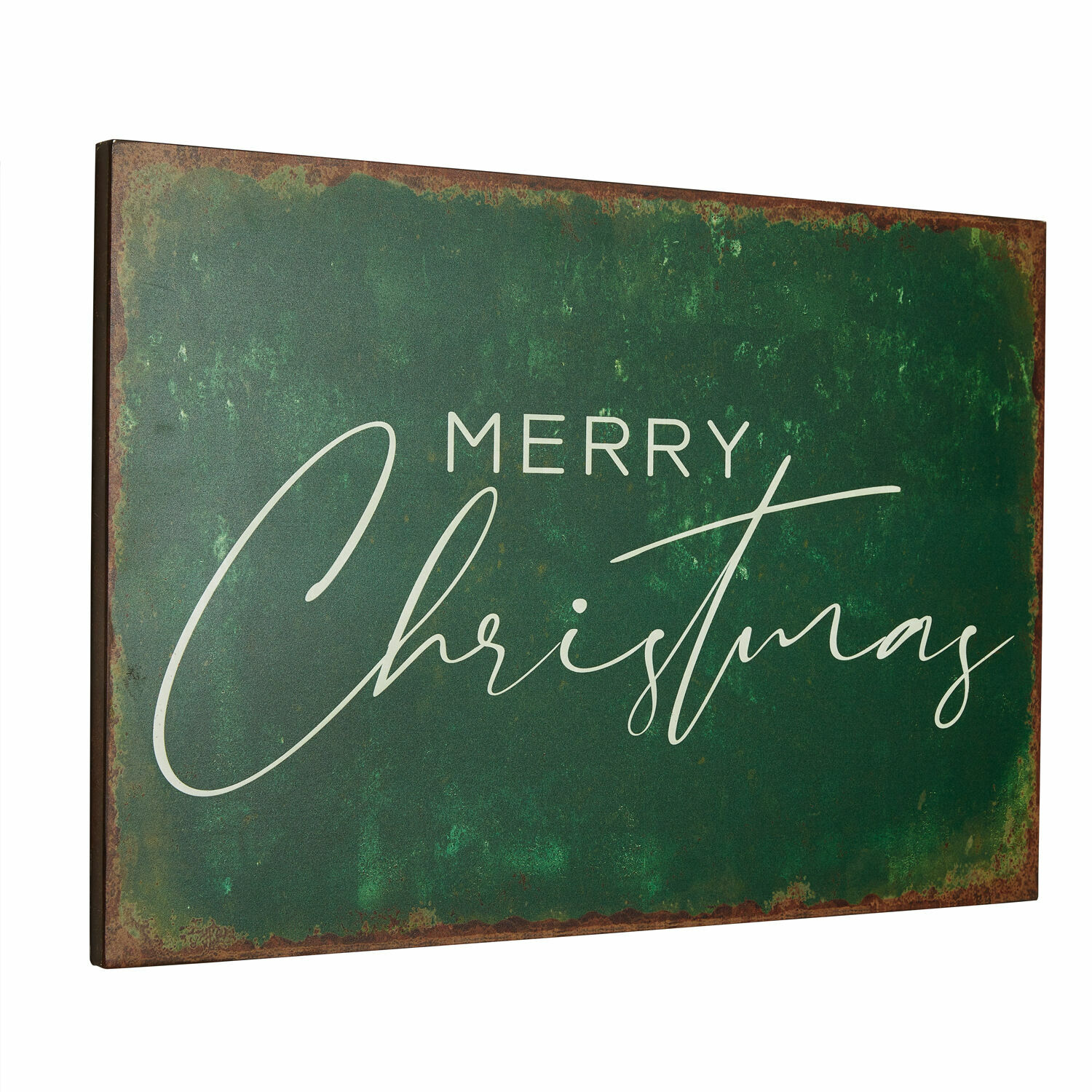Deko-Schild Farisha Grüne Metall-Wanddekoration mit Schriftzug «Merry Christmas» für Weihnachten