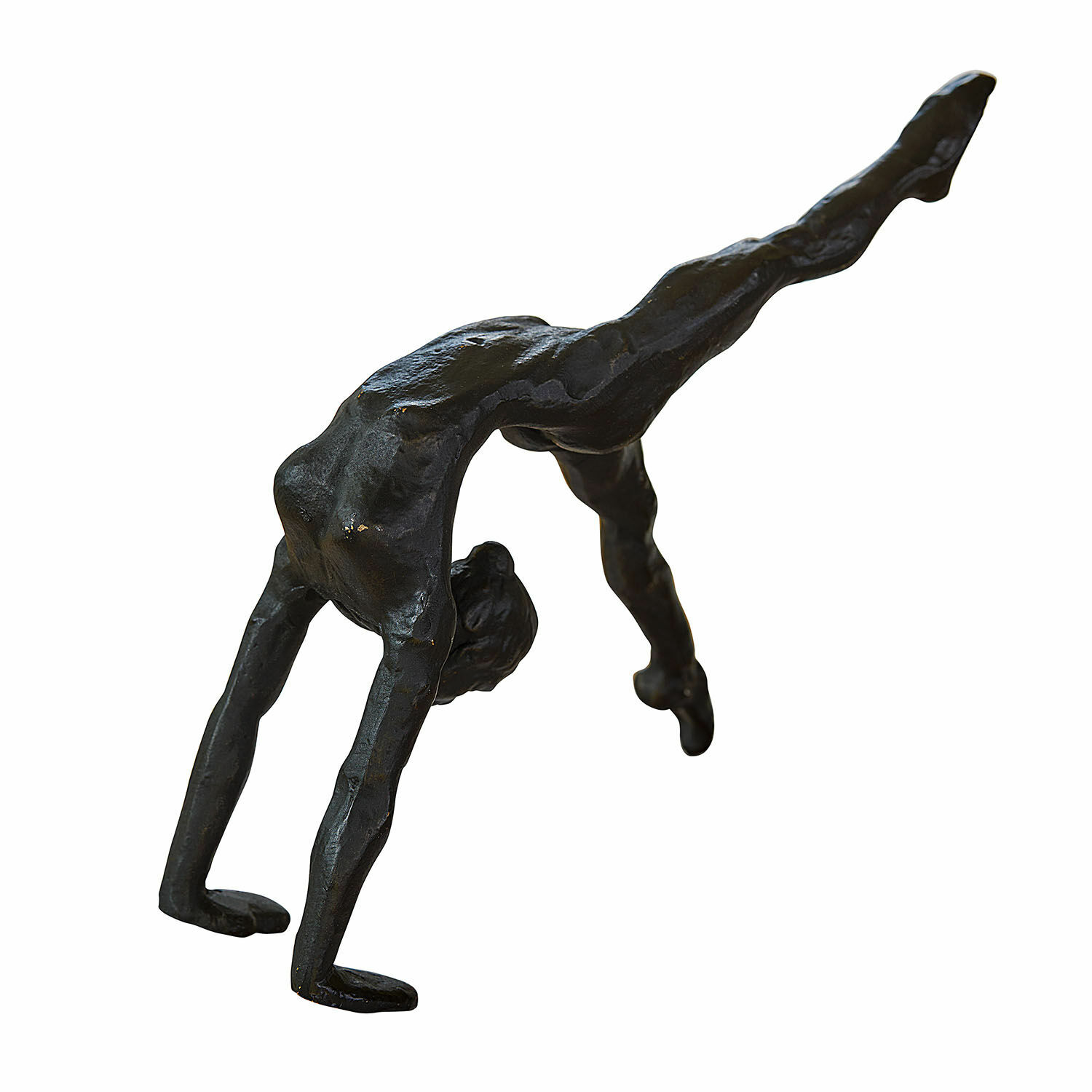 Figur Zayrah Schwarze Metallskulptur einer Figur in Handstandposition als Dekorationsobjekt