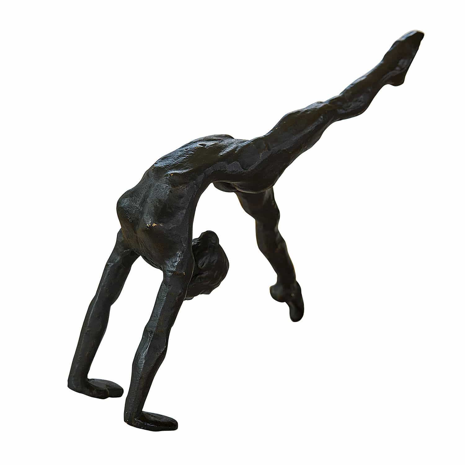 Figur Zayrah Schwarze Metallskulptur einer Figur in Handstandposition als Dekorationsobjekt