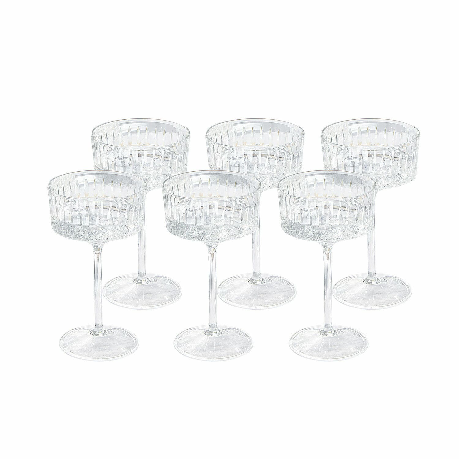 Sektglas 6er Set Deion Set aus sechs transparenten Kristall-Sektgläsern mit dekorativem Muster und Stiel.