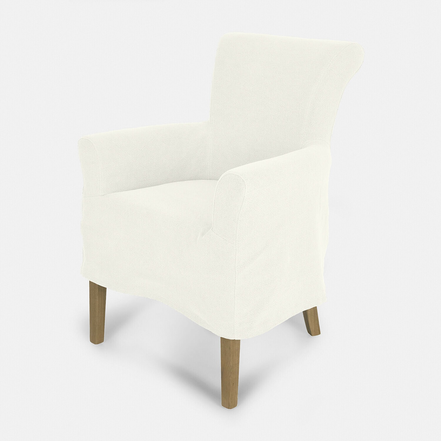 Stuhl Amherst Weisser Stoffsessel mit Holzbeinen, bequemer Polstersessel für das Wohnzimmer