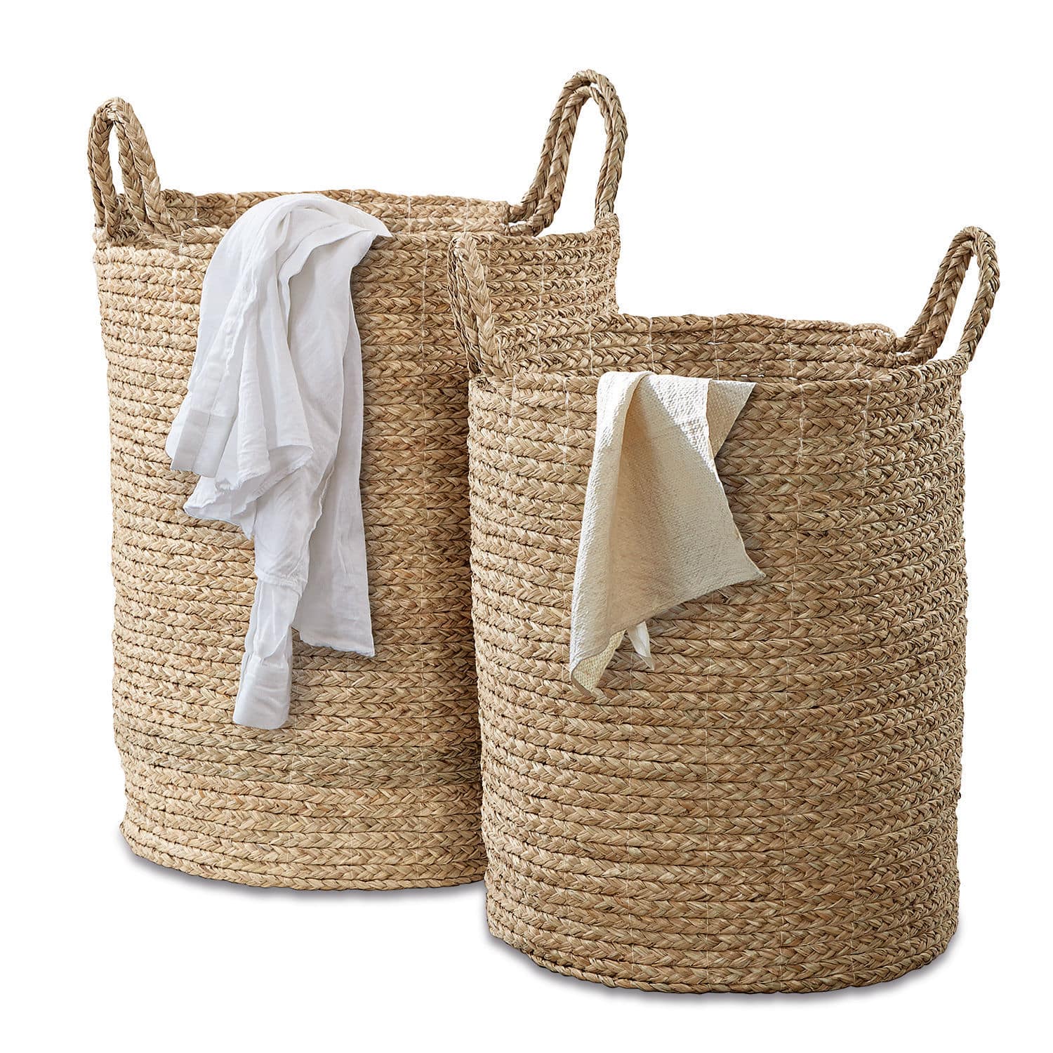 Wäschekorb 2er Set Oakdale Set aus zwei grossen Körben aus natürlichem, geflochtenem Seegras in Beige zur Aufbewahrung