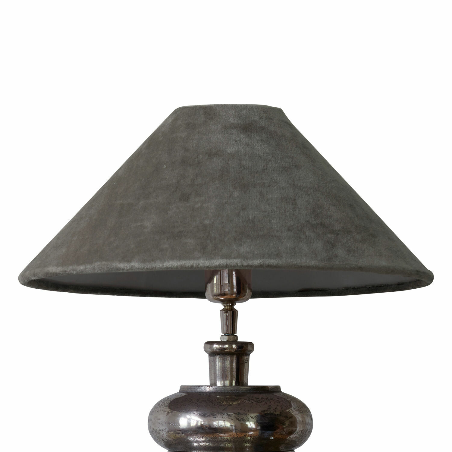 grau Grauer Lampenschirm Emmera aus weichem Material auf Metallfuss, moderne dekorative Lampe