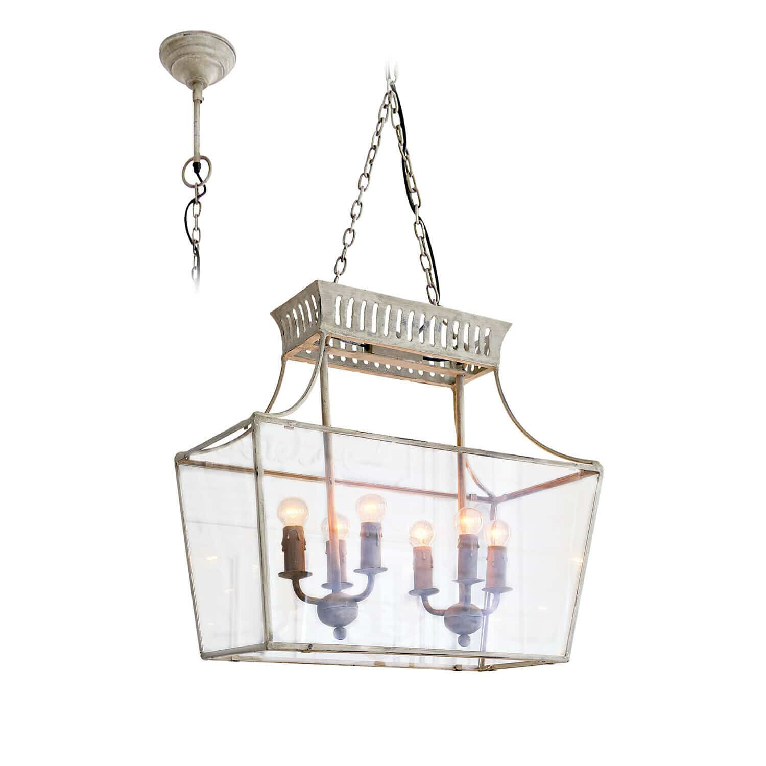 Hängelampe Sillas Hängelampe aus Metall und Glas im Vintage-Stil mit vier Glühbirnen, dekorative Deckenleuchte