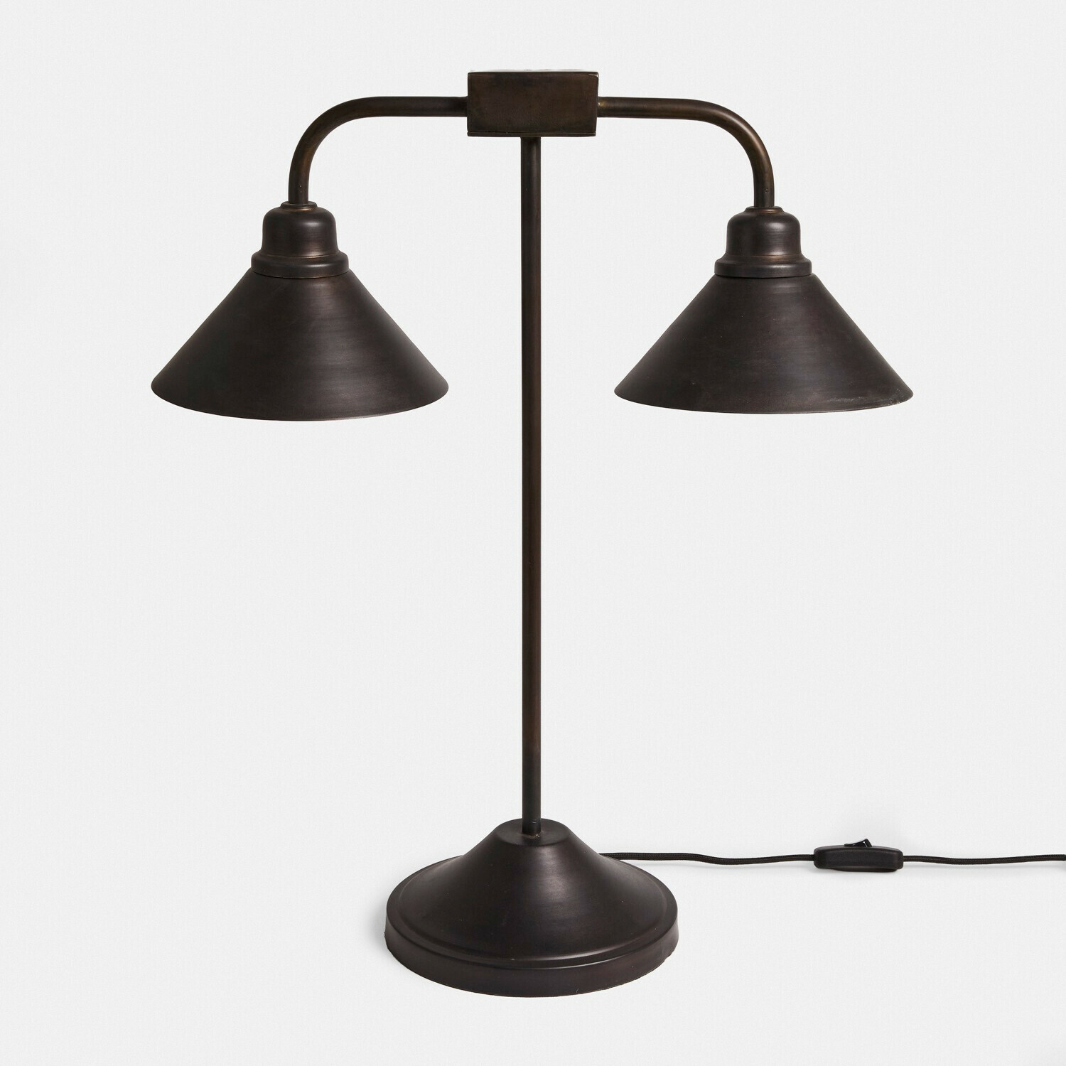 tischlampe Cilovex Doppelte Tischlampe aus dunklem Metall im Industrie-Design, funktionale Schreibtischbeleuchtung