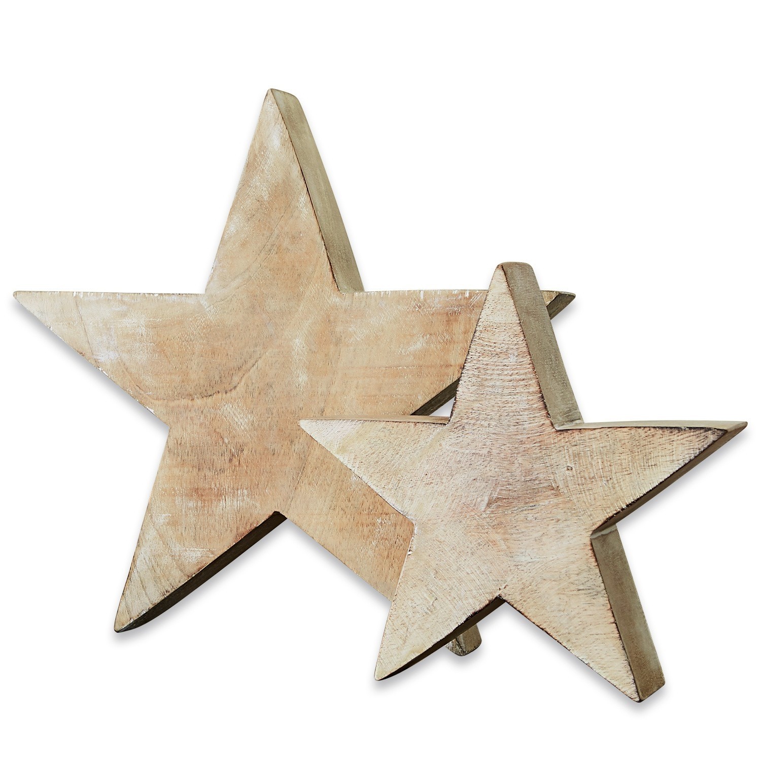 Stern 2er Set Dunino Dekorative Holzsterne in natürlichem Beige für Wohn- und Weihnachtsdekoration