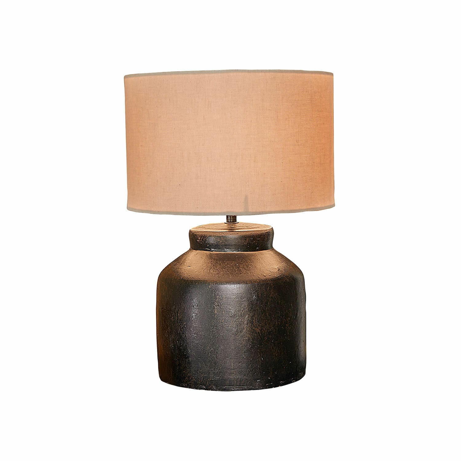 Tischlampe Norelles Tischlampe mit schwarzer Keramikbasis und beigem Lampenschirm, dekorative Wohnraumbeleuchtung