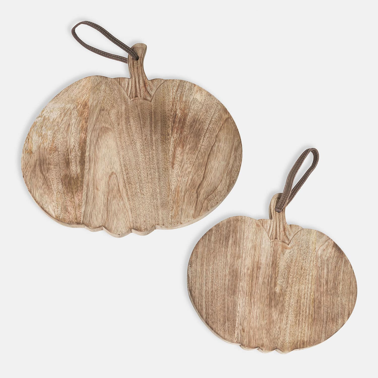 Holz-Schneidebrett in Kürbisform mit Aufhängeschlaufe, natürliche Holzfarbe