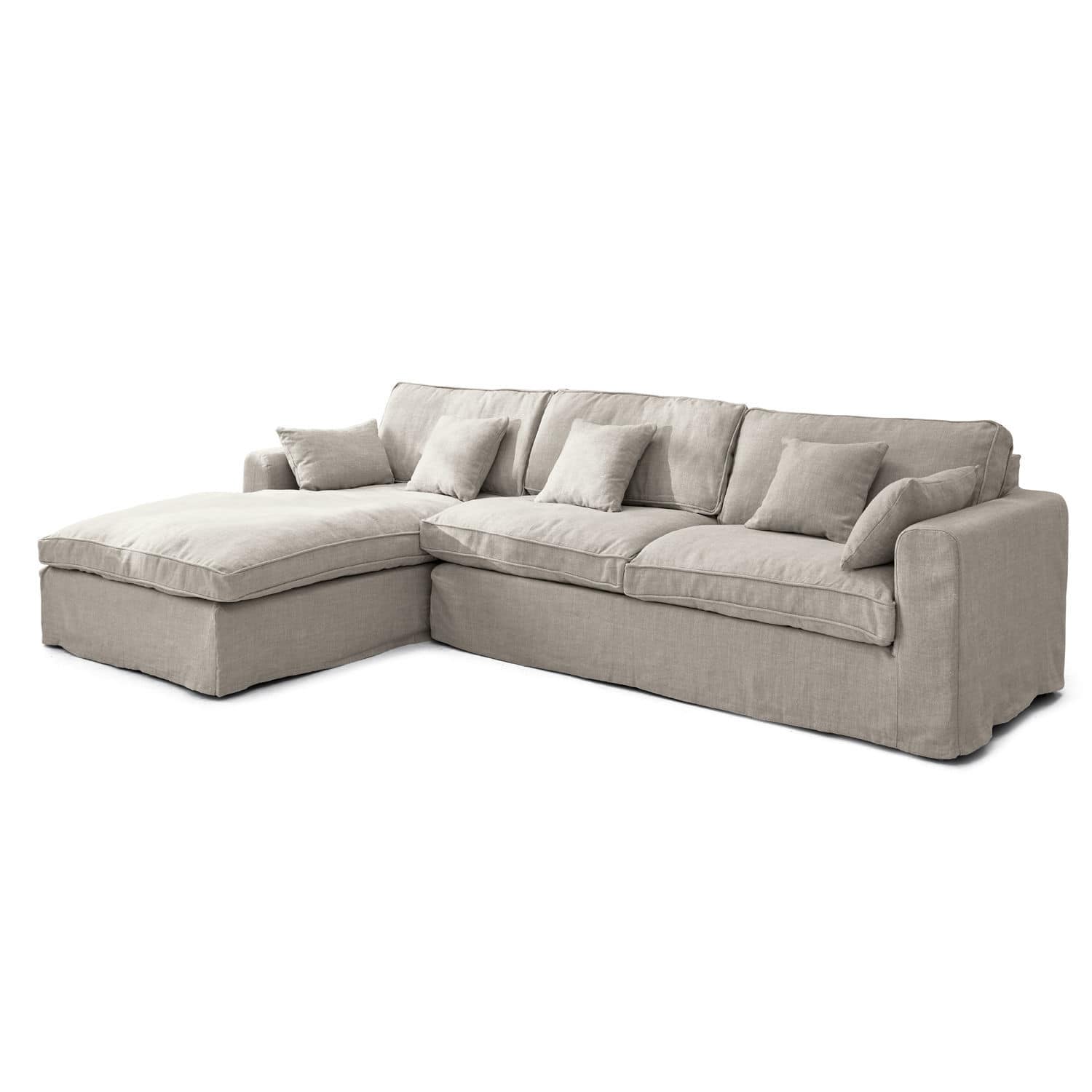 Sofa Seaford Beiges Ecksofa aus Stoff mit weichen Kissen für ein gemütliches Wohnzimmer