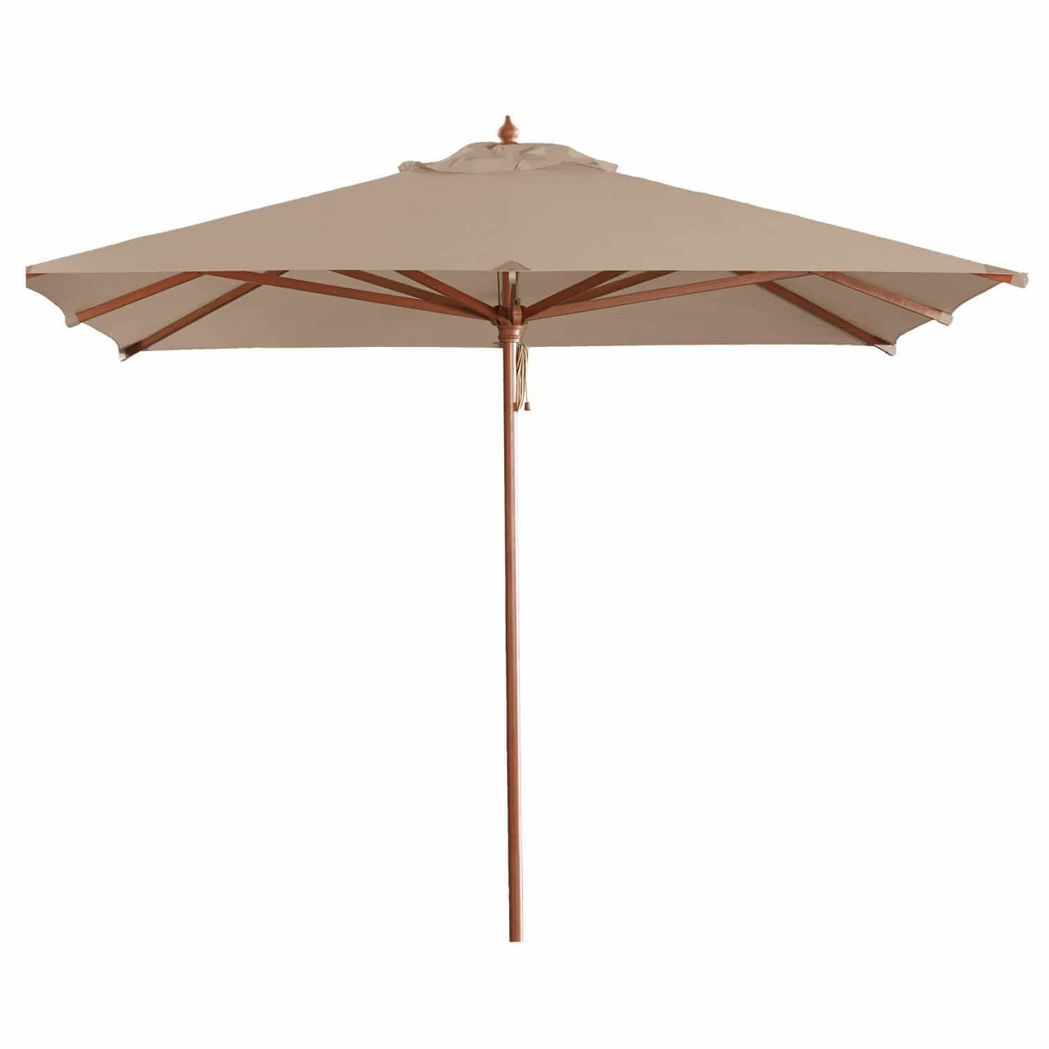 Grosser Gartenschirm Barnet in Taupe mit Holzgestell, ideal für Terrasse und Garten