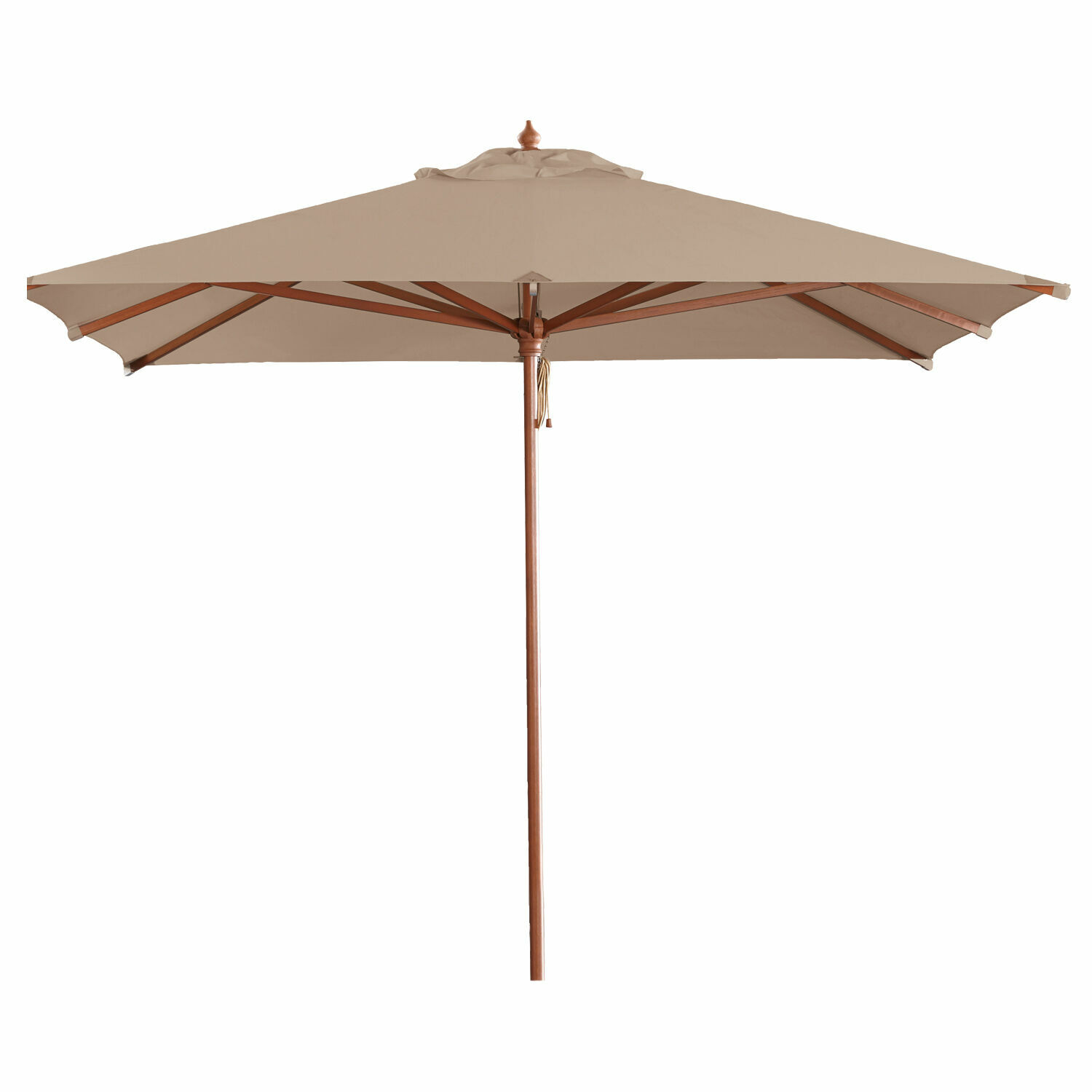 taupe Grosser Gartenschirm Barnet in Taupe mit Holzgestell, ideal für Terrasse und Garten