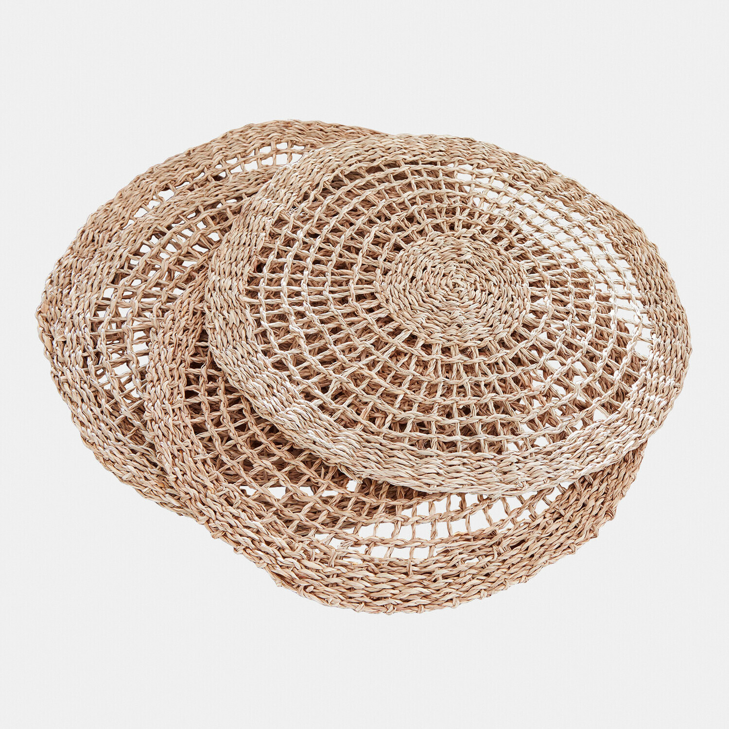 Platzset 4er Set Sauvrelle Drei runde Tischsets aus geflochtenem Naturmaterial in Beige für den Esstisch als Set