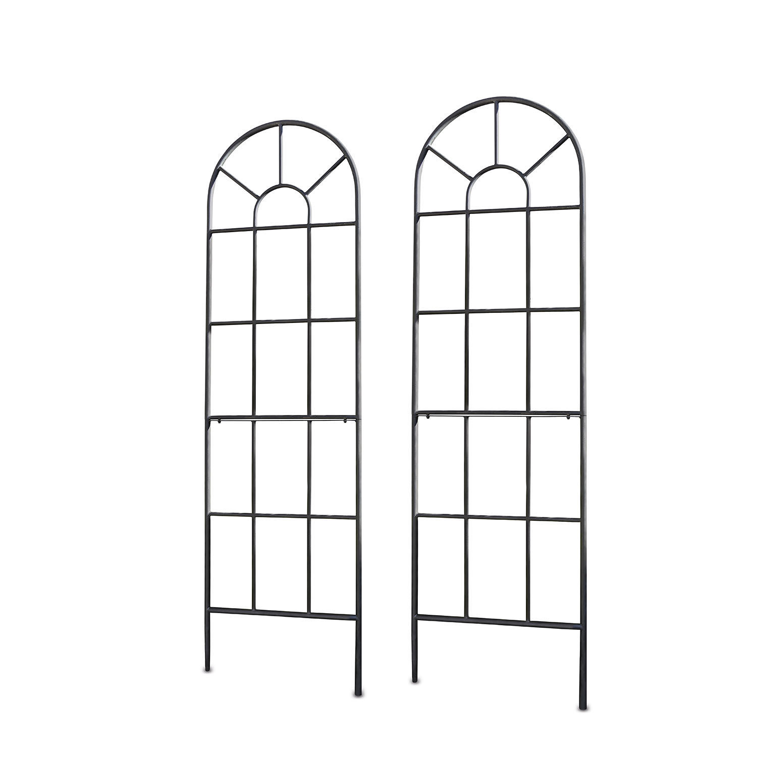 Rankgitter 2er Set Ealdred Zwei schwarze Metallgitter mit bogenförmigem Design zur Unterstützung von Kletterpflanzen im Garten
