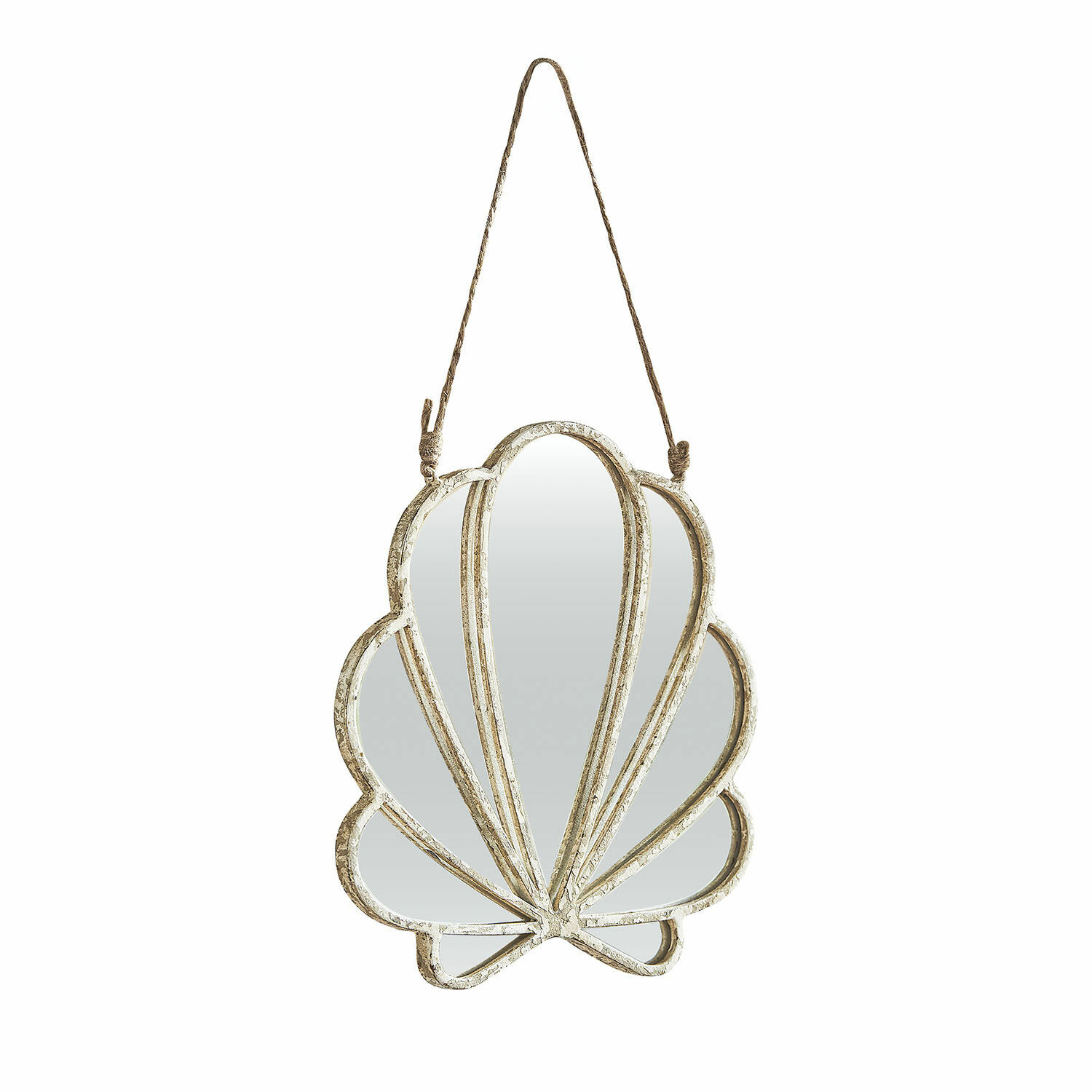 Spiegel Vellaro Wandspiegel in Muschelform mit weissem Metallrahmen im Used-Look, dekoratives Wohnaccessoire