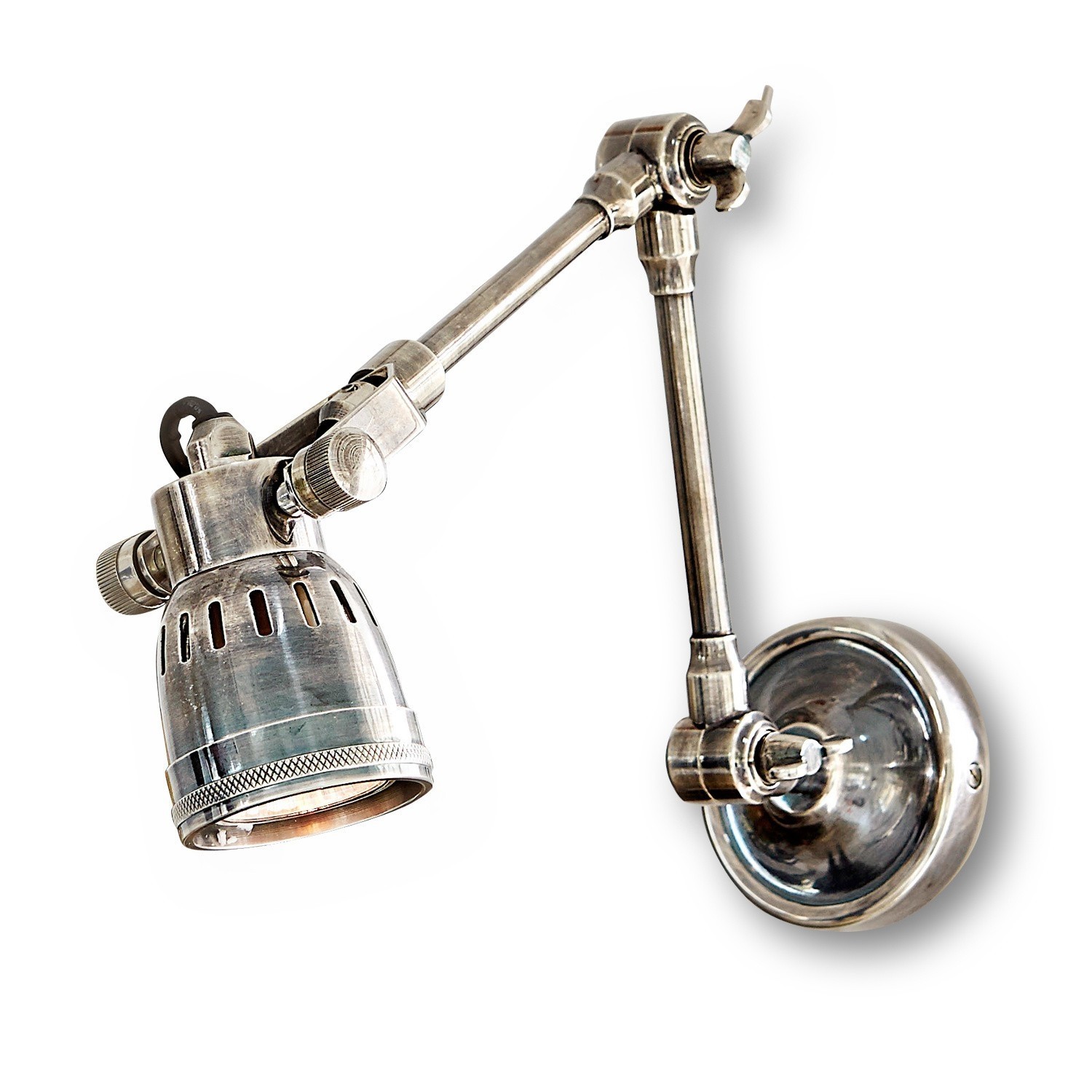 Wandlampe Abagail Verstellbare Wandleuchte aus silbernem Metall für modernes Innenraumlicht
