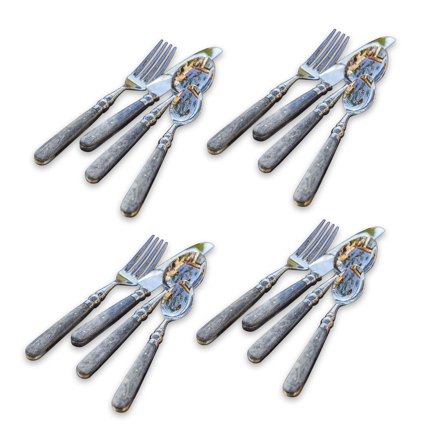 silber/grau Besteckset mit grauen Griffen und silbernen Klingen, elegante Tischaccessoires