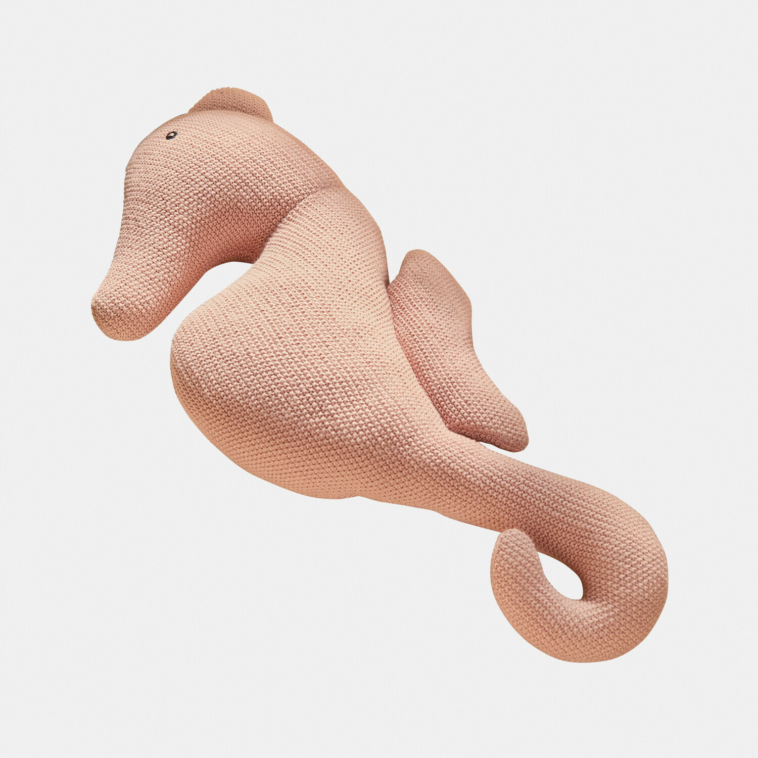 Rosa gestricktes Plüsch-Seepferdchen als Dekoration und Kinderspielzeug