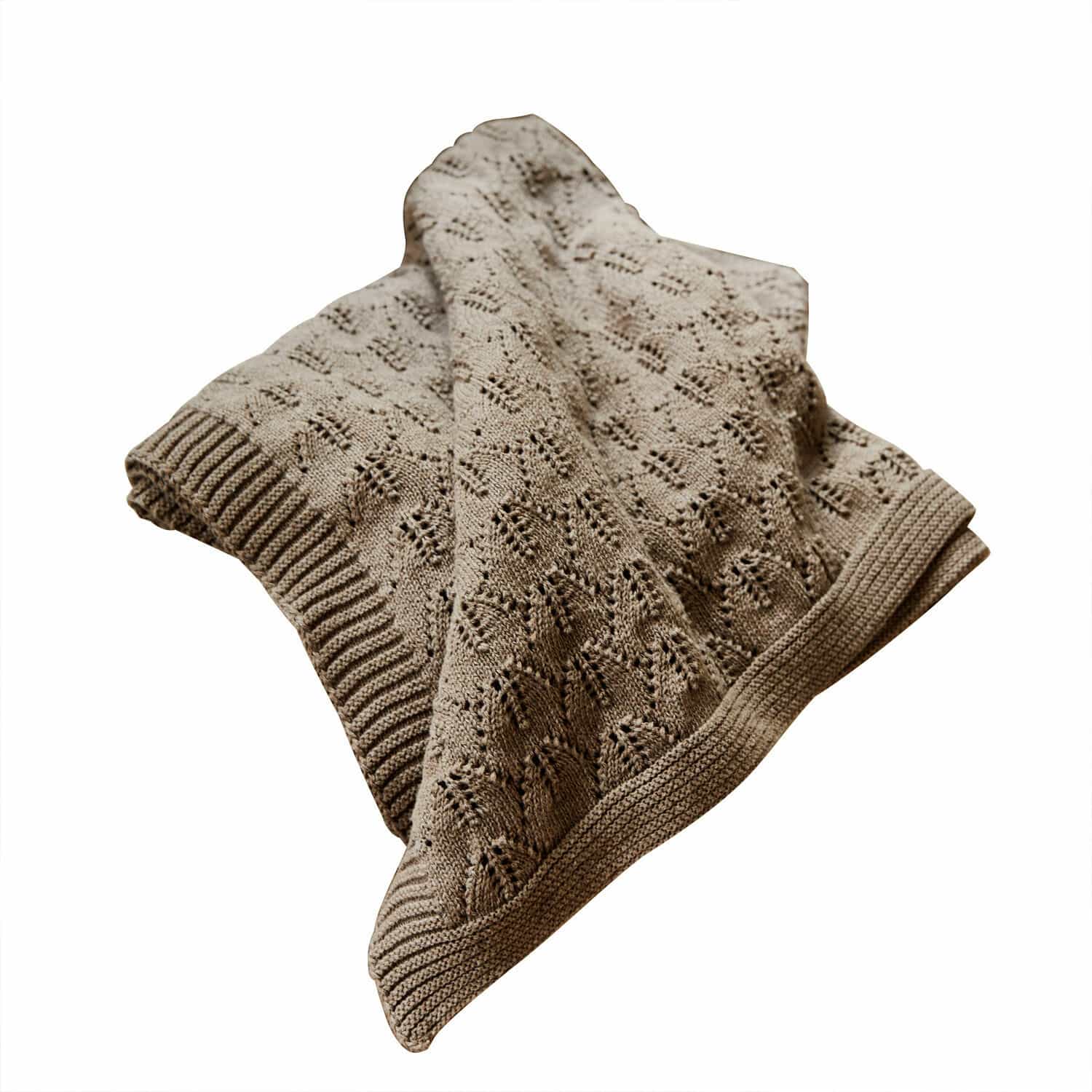 Babydecke Ernival Beige gestrickte Baumwolldecke mit feinem Muster, ideal für kühle Abende und als Wohnraumdekoration