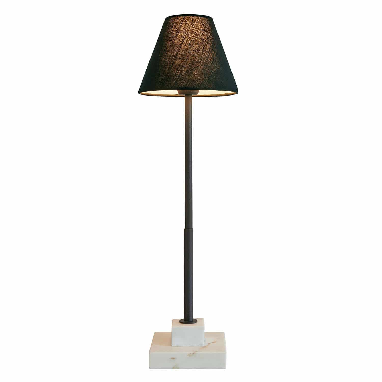 Tischlampe Orvienne Elegante Tischlampe mit schwarzem Lampenschirm und weissem Marmorsockel, modernes Beleuchtungsdesign