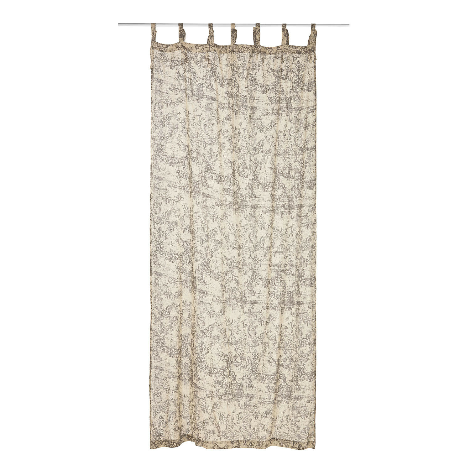 Gardine Mirette Transparenter Vorhang in Braun mit Muster und Schlaufen, leichter Dekostoff für Fenster.