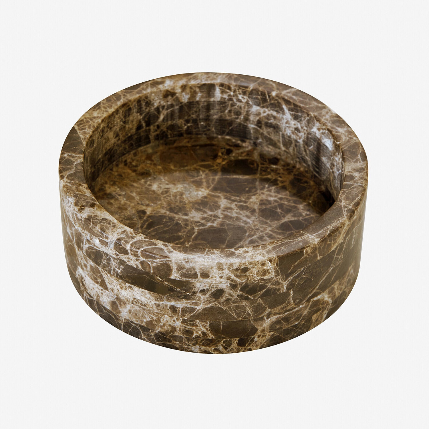 Runder Futternapf aus braunem Marmor, robustes Material für Haustierfutter, elegant
