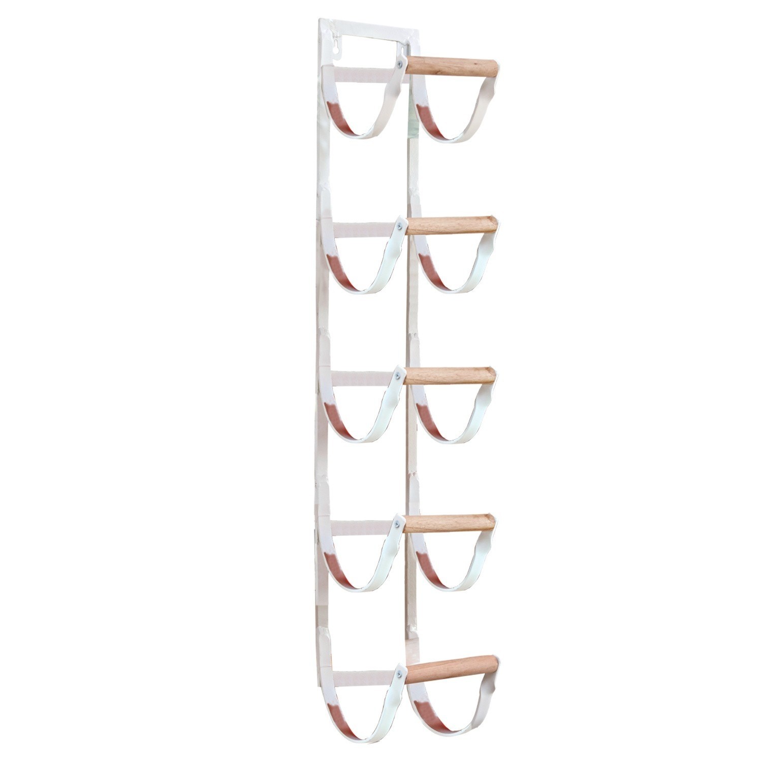 weiss Weisser Wandorganizer Utica aus Metall mit Holzgriffen zur Flaschenaufbewahrung