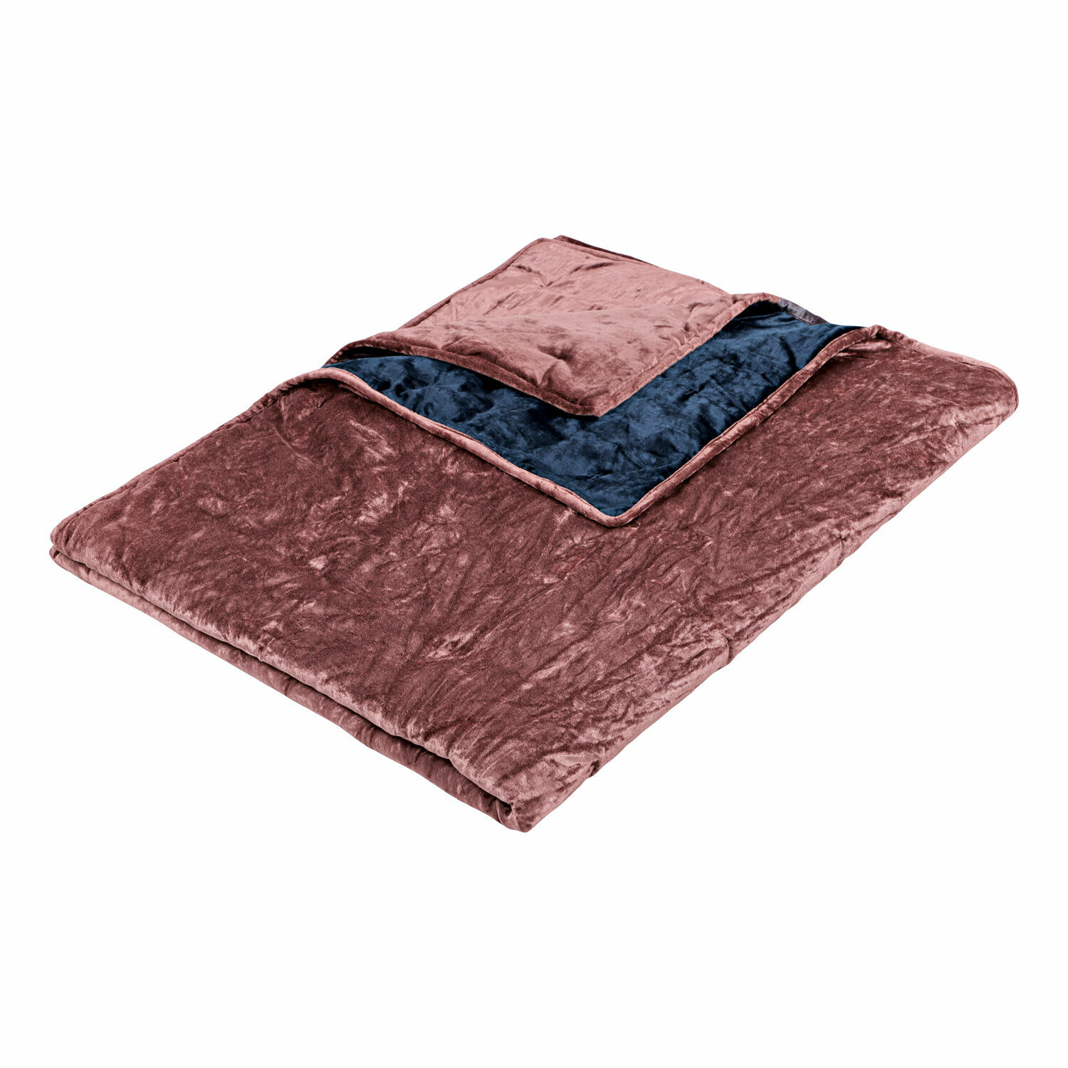 Weiche Samtdecke in Blau und Rosa, ideal für gemütliche Wohnräume und stilvolle Dekoration.