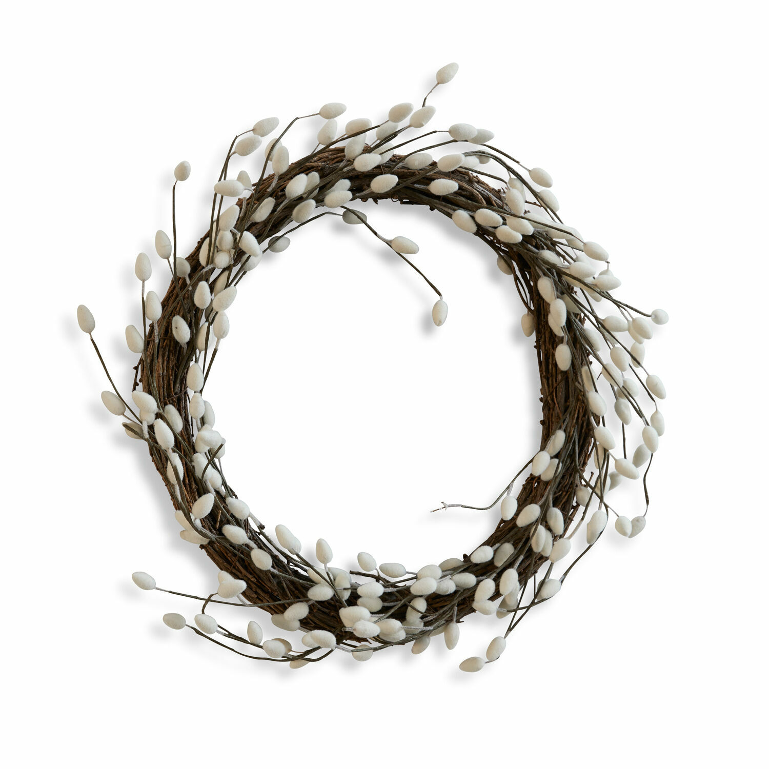 Kranz Prapante Dekorativer Kranz aus Zweigen mit weissen Knospen, Naturmaterial, Frühlingsdekoration für die Wand