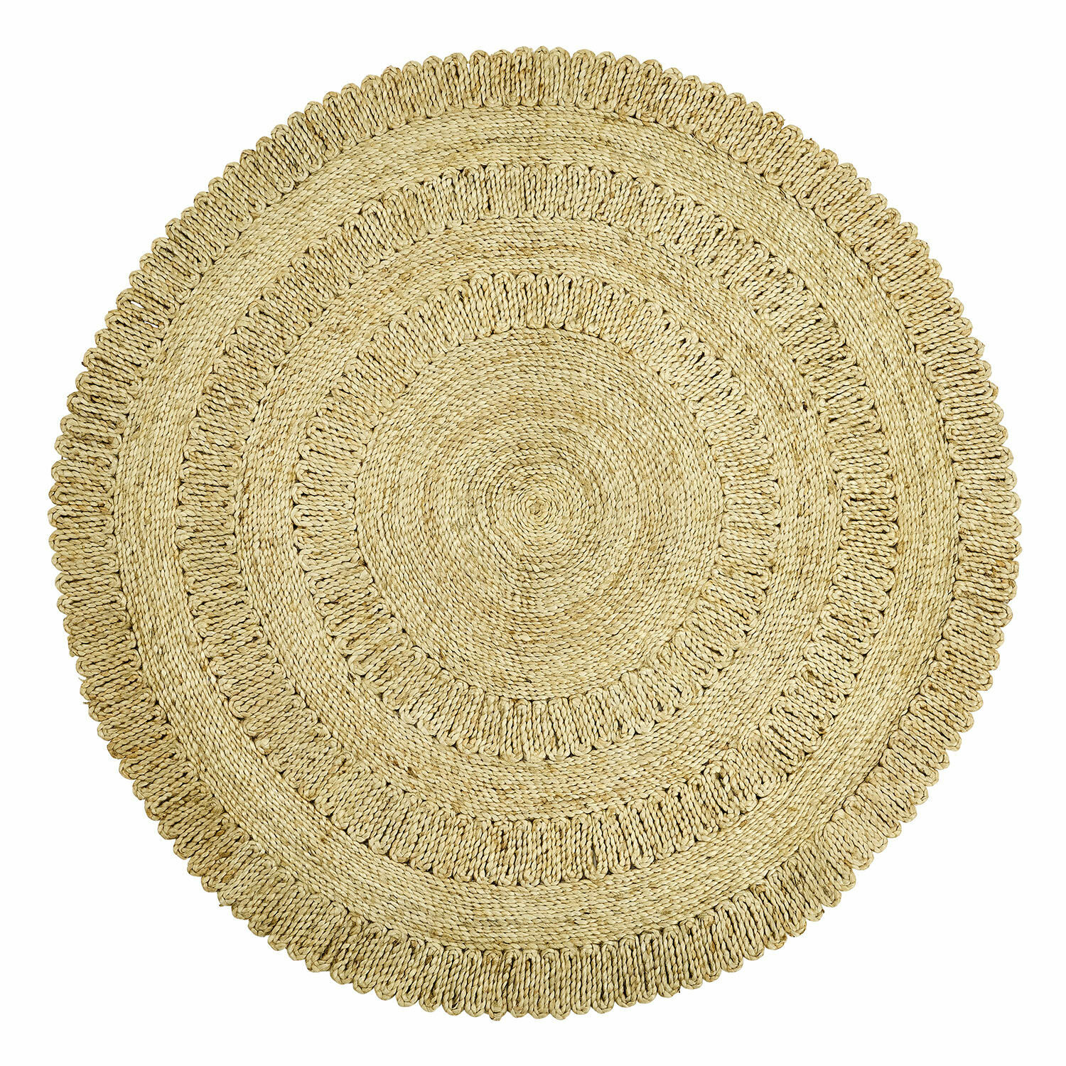 Teppich Arendel Runder Teppich aus natürlichem Seil in Beige, ideal für Wohnraumdekoration und Bodenbelag.