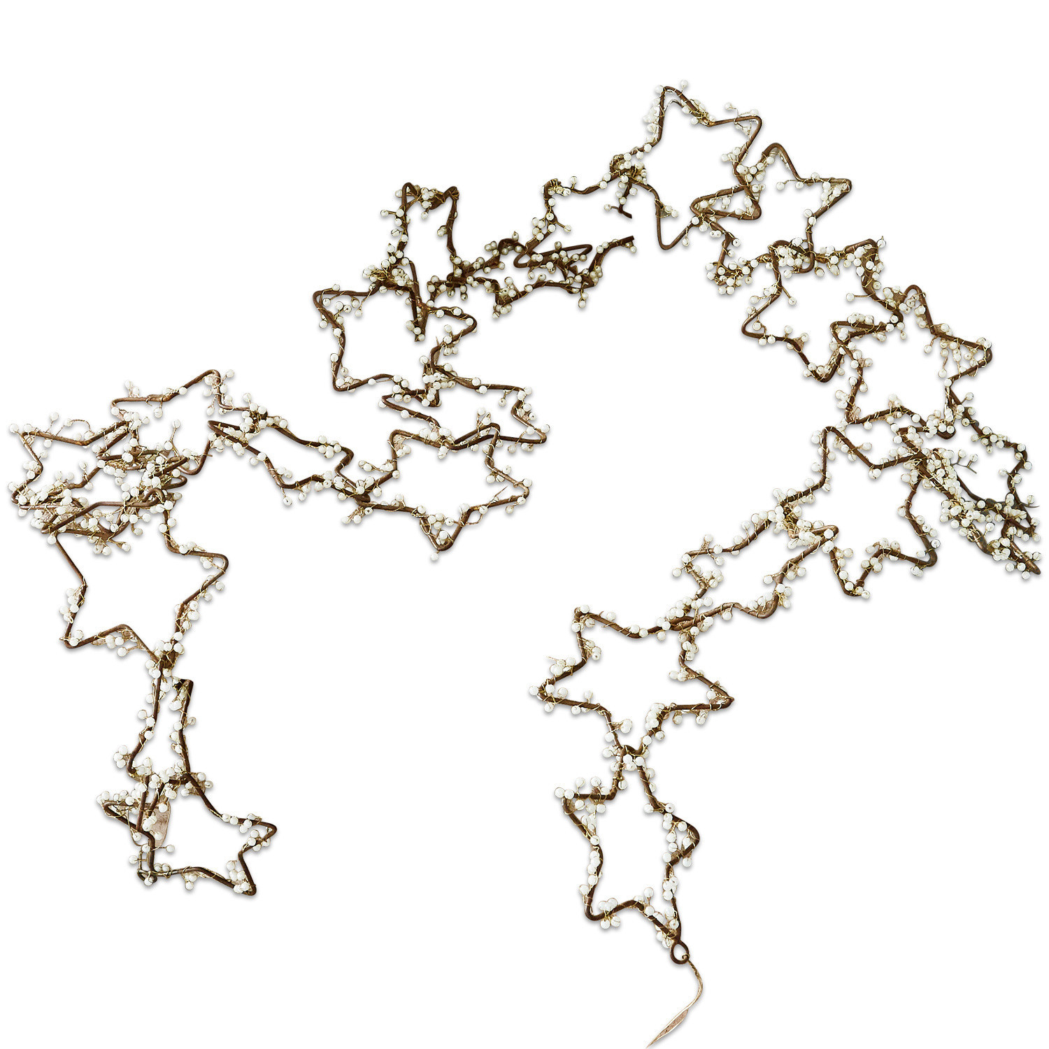 Girlande Ariane Dekorative Girlande aus Metallsternen mit weissen Perlen, kupferfarbene Weihnachtsdekoration