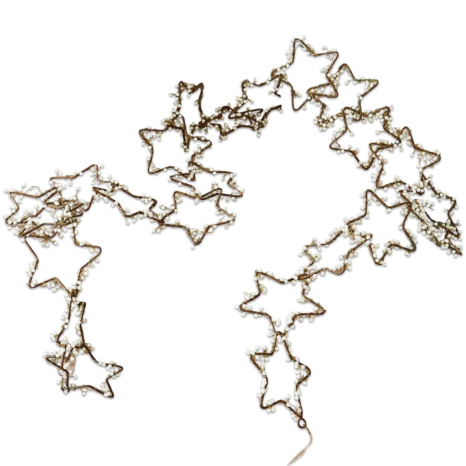 Girlande Ariane Dekorative Girlande aus Metallsternen mit weissen Perlen, kupferfarbene Weihnachtsdekoration