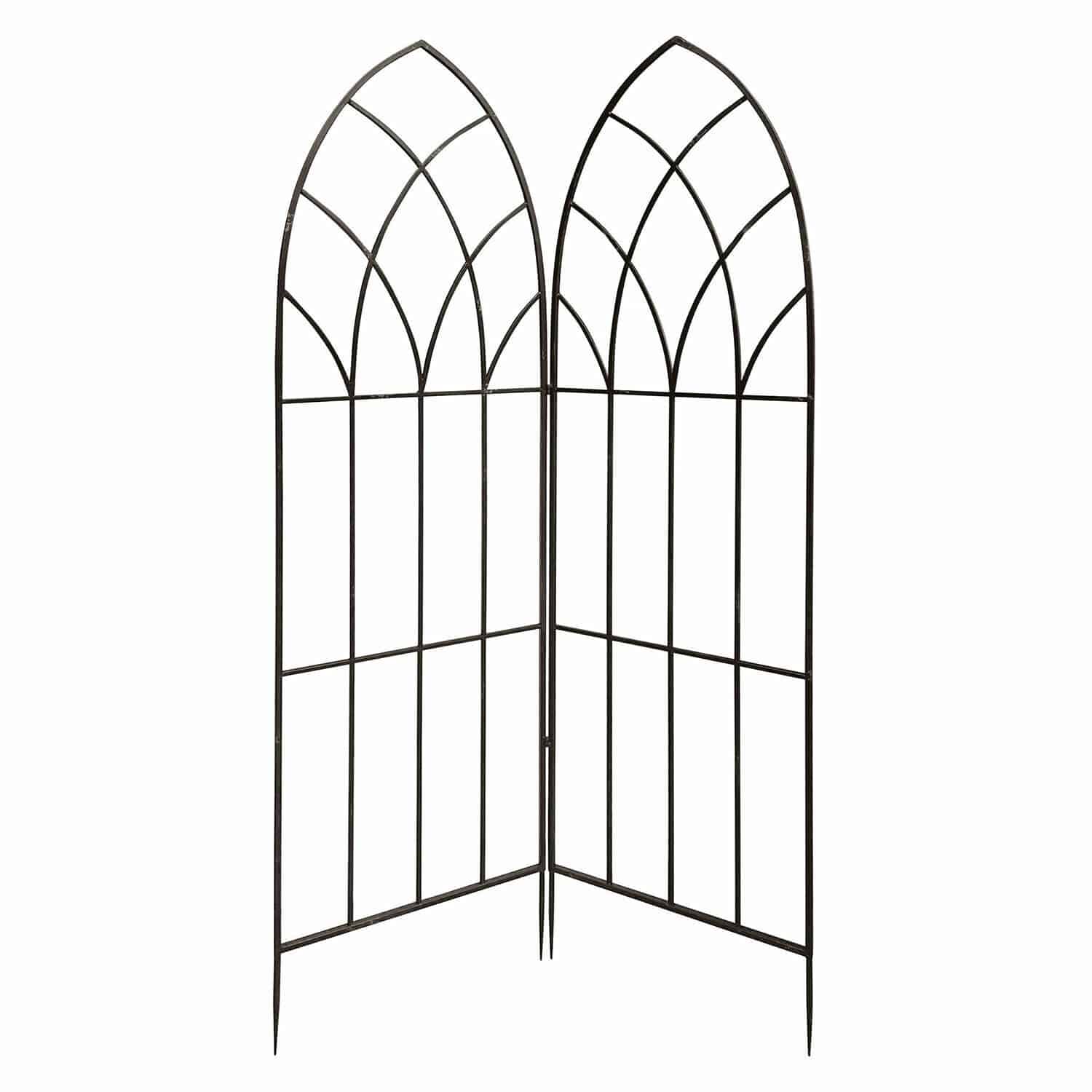 Rankgitter Ophélie Schwarzes Metall-Gartenrankgitter mit zwei Bögen zur Unterstützung von Kletterpflanzen