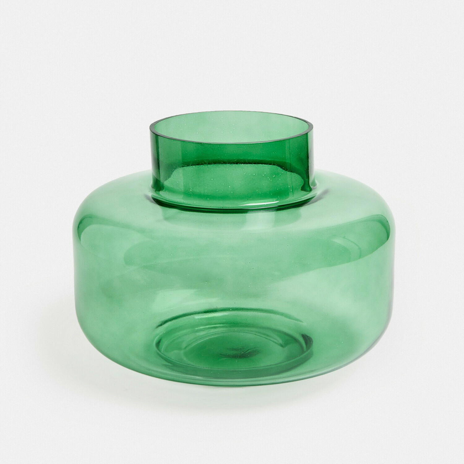 Vase Ésmarine Grüne Glasvase mit breiter Öffnung, dekoratives Wohnaccessoire aus transparentem Glas
